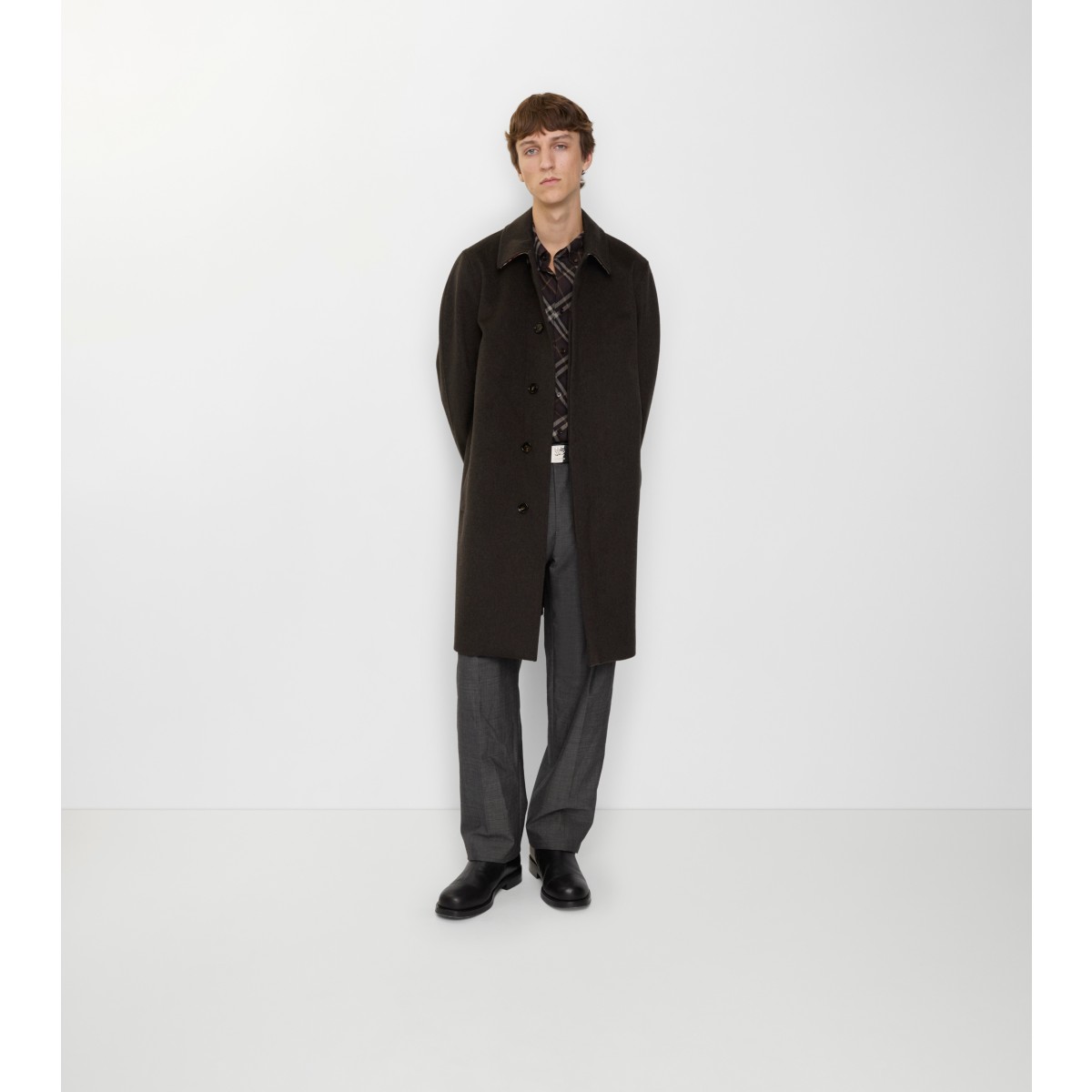  Check Mid-length Car Coat