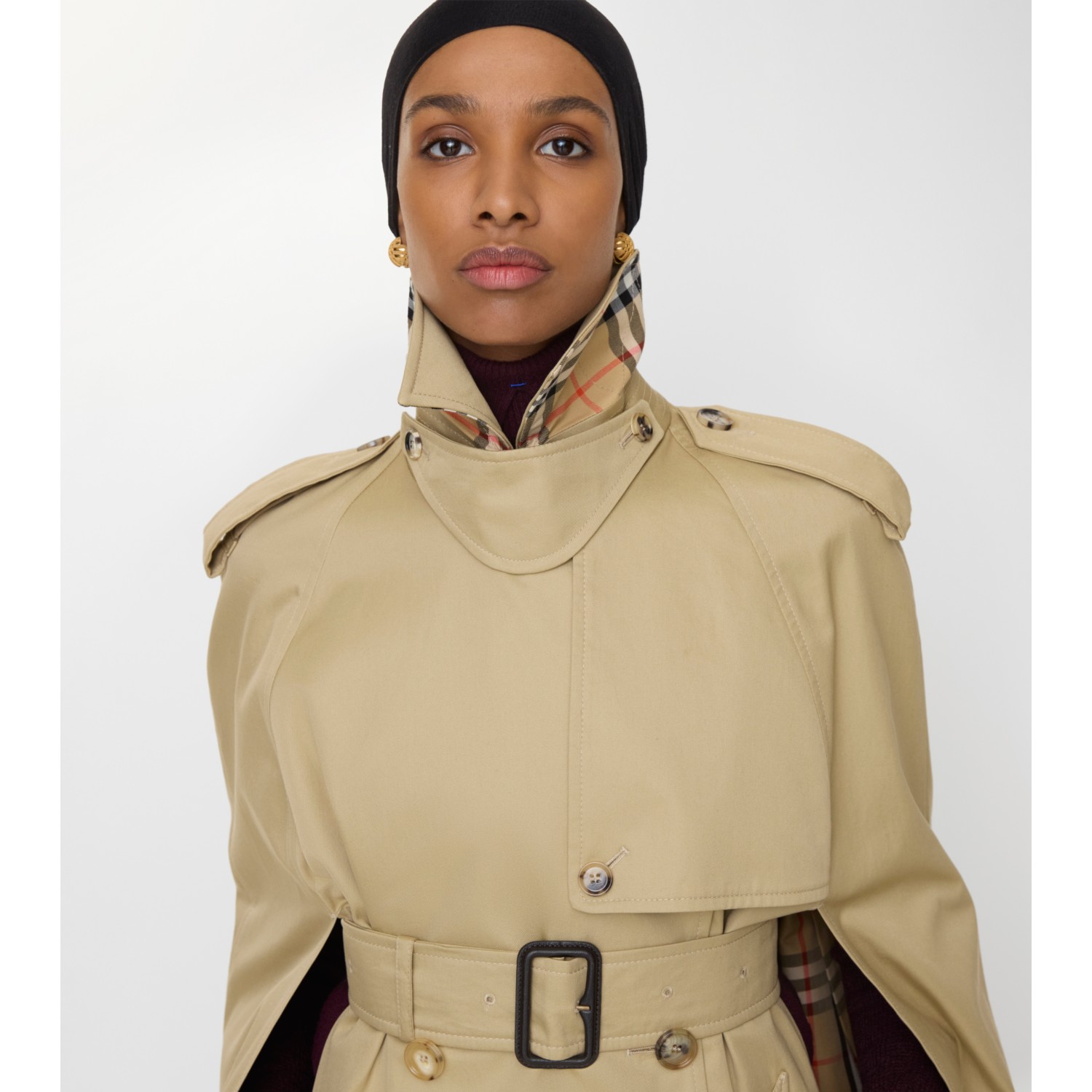 Gabardine Belmont Trench Cape - thumbnail 4