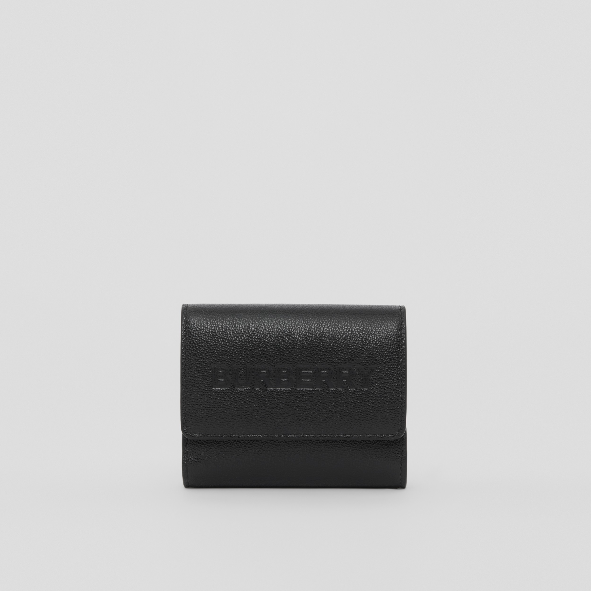 Logo Embossed Leather Folding Wallet in Black - Women | Burberry® Official