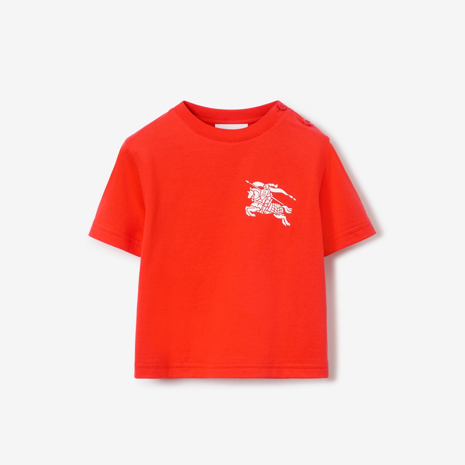 马术骑士徽标棉质 T 恤衫 (红橙色) - 儿童 | Burberry® 博柏利官网