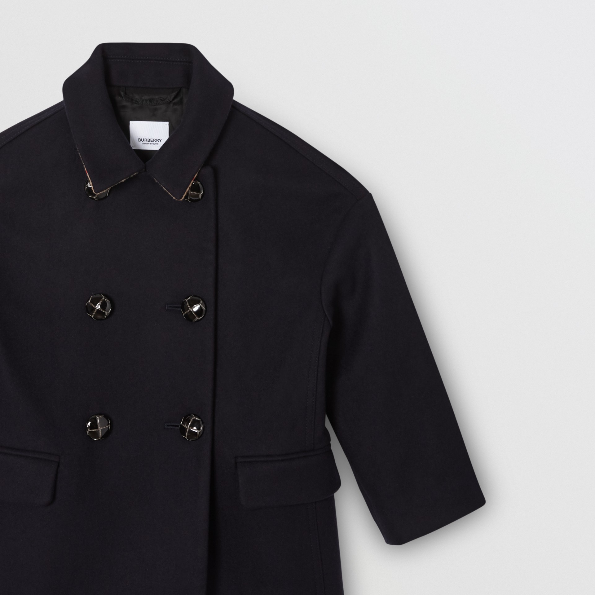 Wool Tailored Pea Coat in Navy Burberry Canada