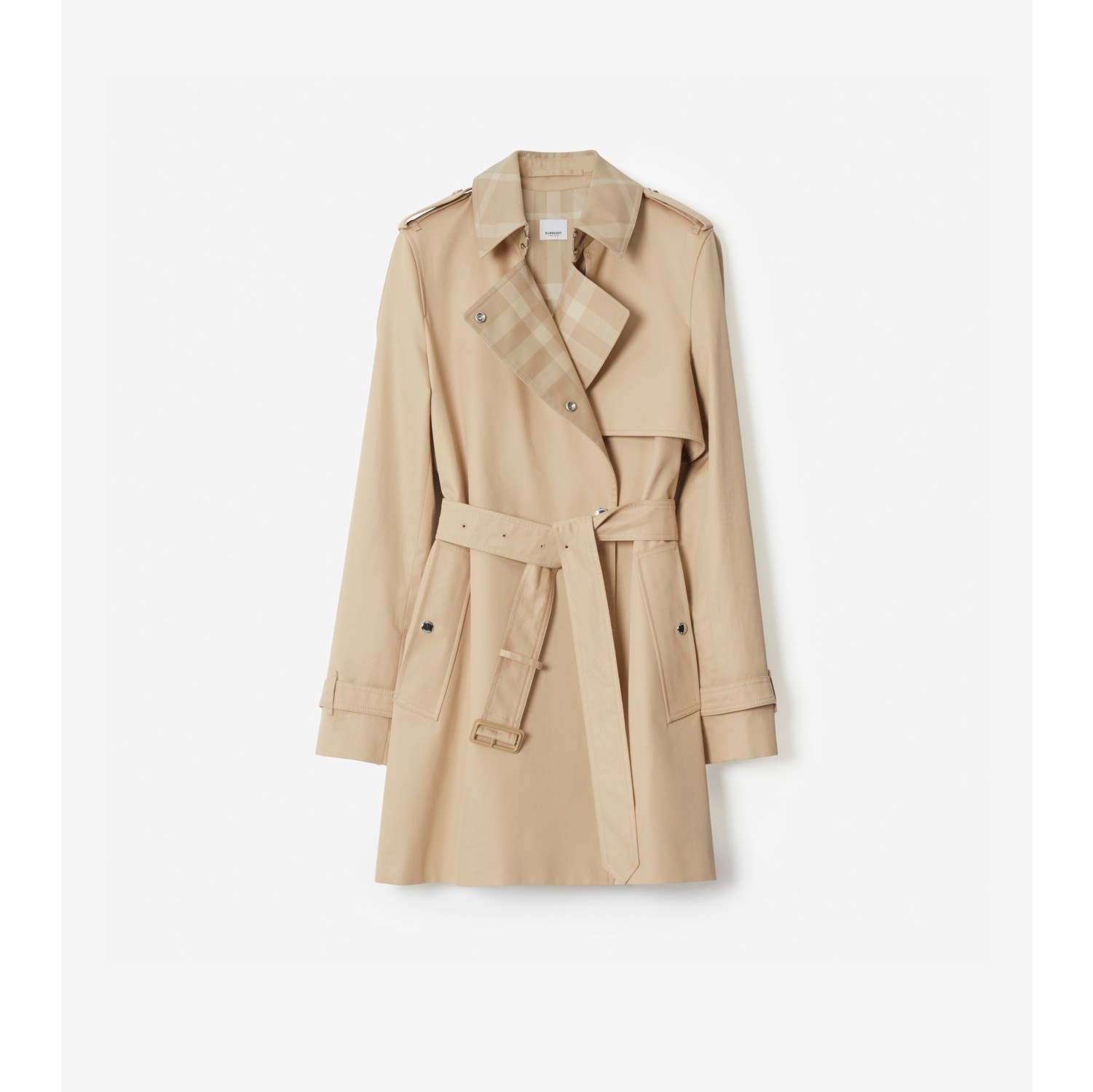 Short Check Collar Trench Coat in Soft Fawn - Women | Burberry® Official