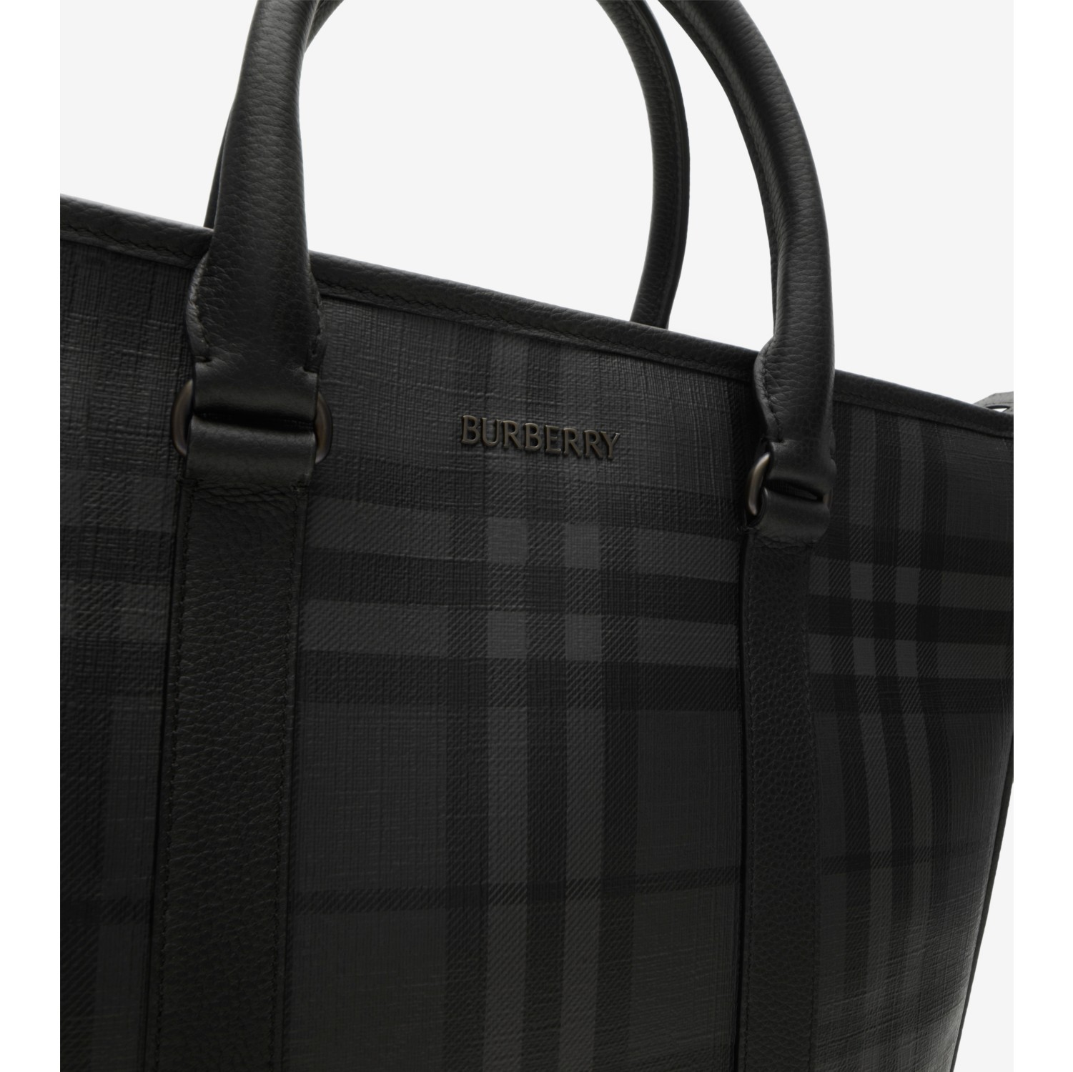 City Check North South Tote in Iron grey - Men, Technical, Cotton | Burberry® Official