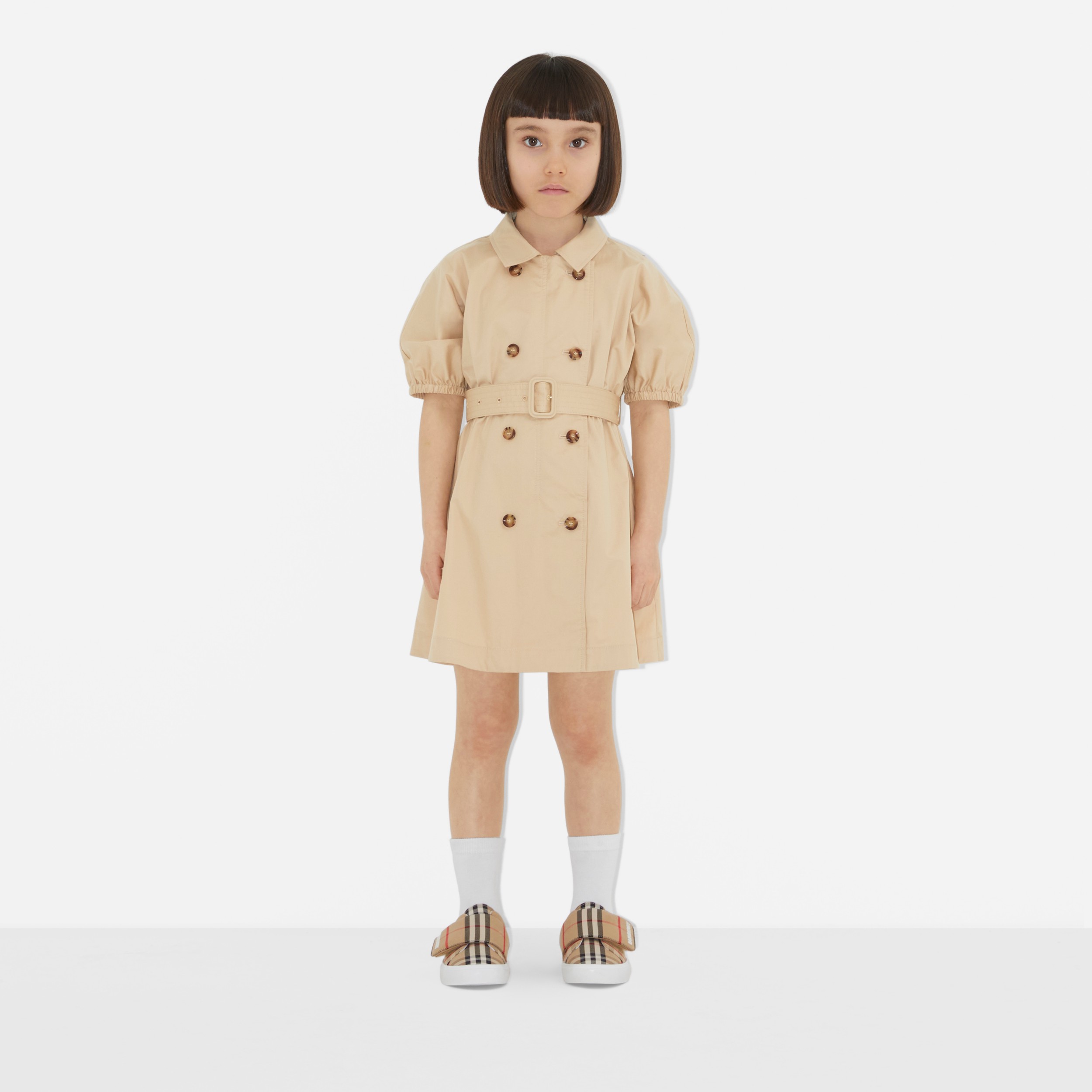 Stretch Cotton Trench Dress in Soft Fawn | Burberry® Official - 3