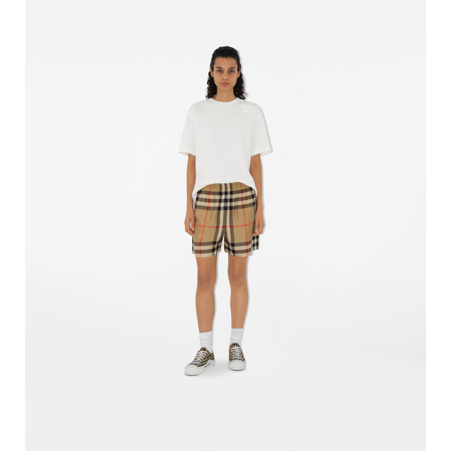 BURBERRY Check Silk Shorts