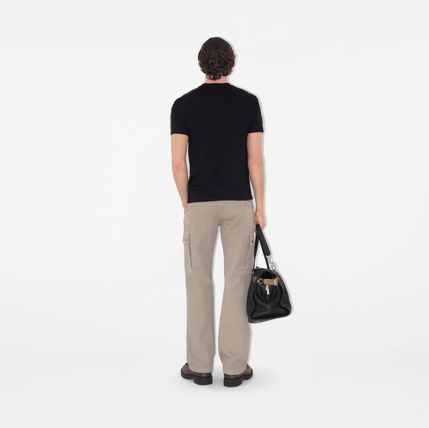 Check Trim Cotton T-shirt in Black - Men | Burberry® Official Check Trim Cotton T-shirt in Black - Men | Burberry® Official