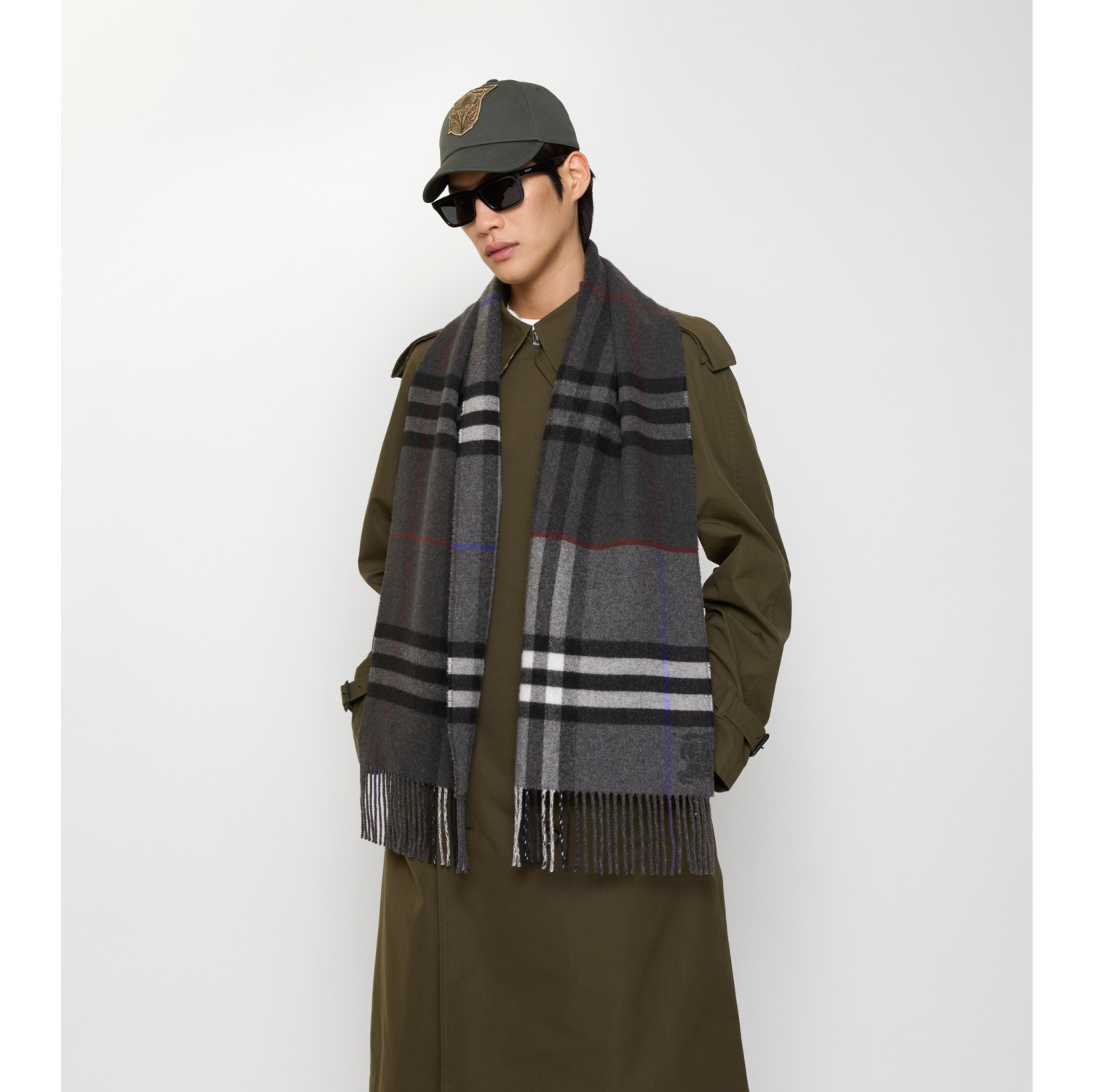 Contrast Check Cashmere Scarf