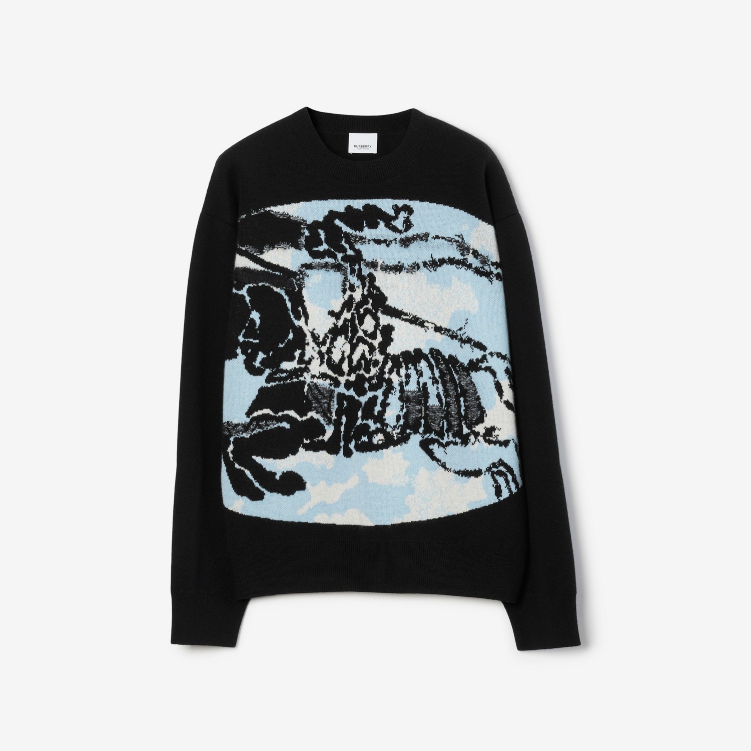 Suéter de lã e cashmere com estampa EKD de nuvem (Preto) - Mulheres | Burberry® oficial