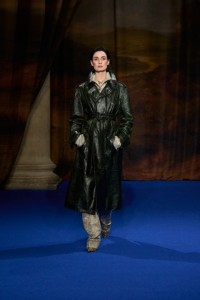 Erin O'Connor wearing an Embossed leather trench coat