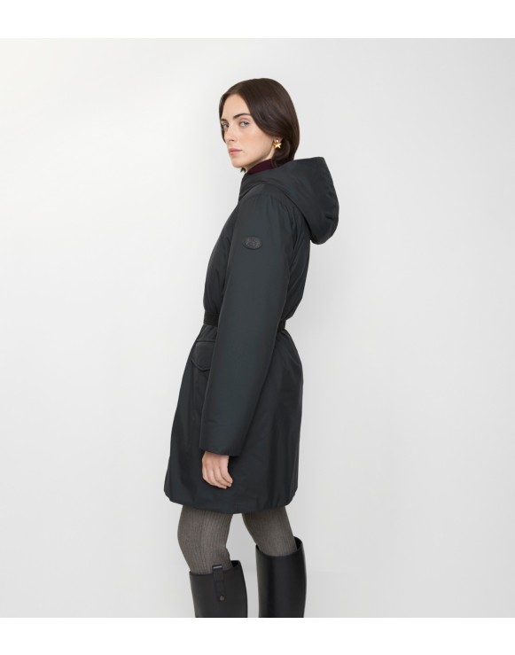 Manteau mi-long à capuche en nylon