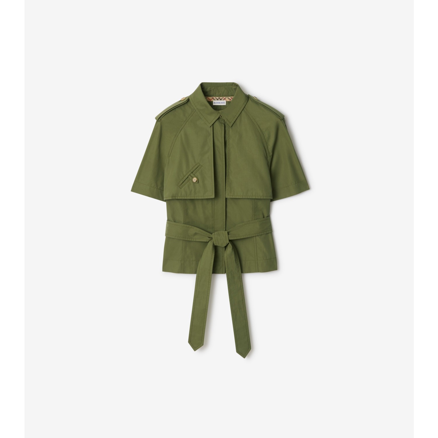 Chemise trench courte en popeline de coton