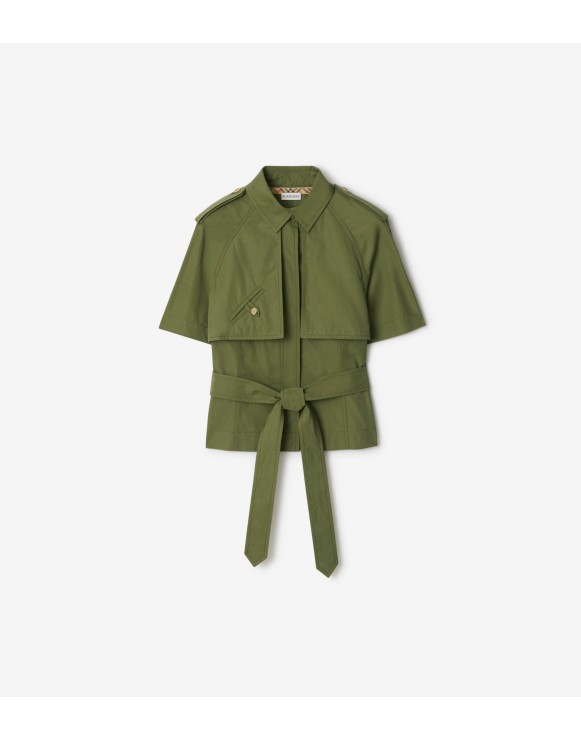 Cropped Cotton Poplin Trench Shirt