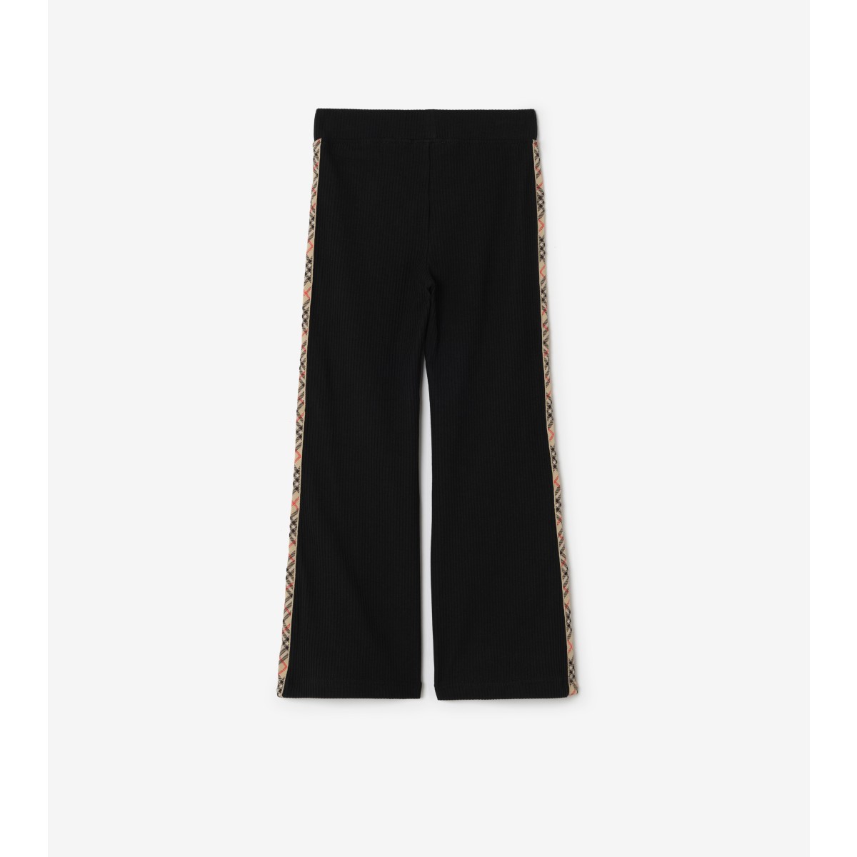  Check Trim Stretch Cotton Flared Trousers