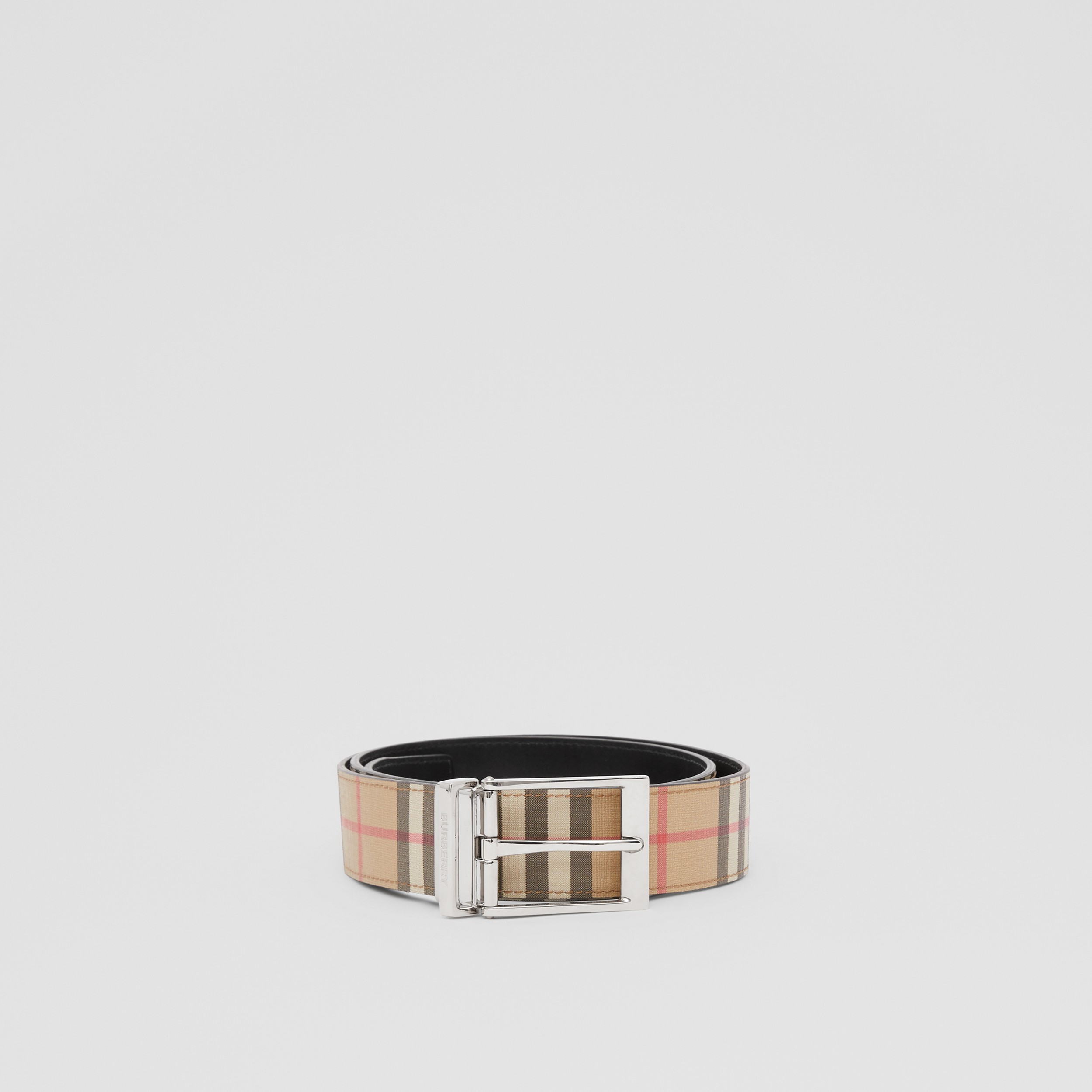 Reversible Vintage Check and Leather Belt in Archive Beige/black - Men | Burberry® Official - 4