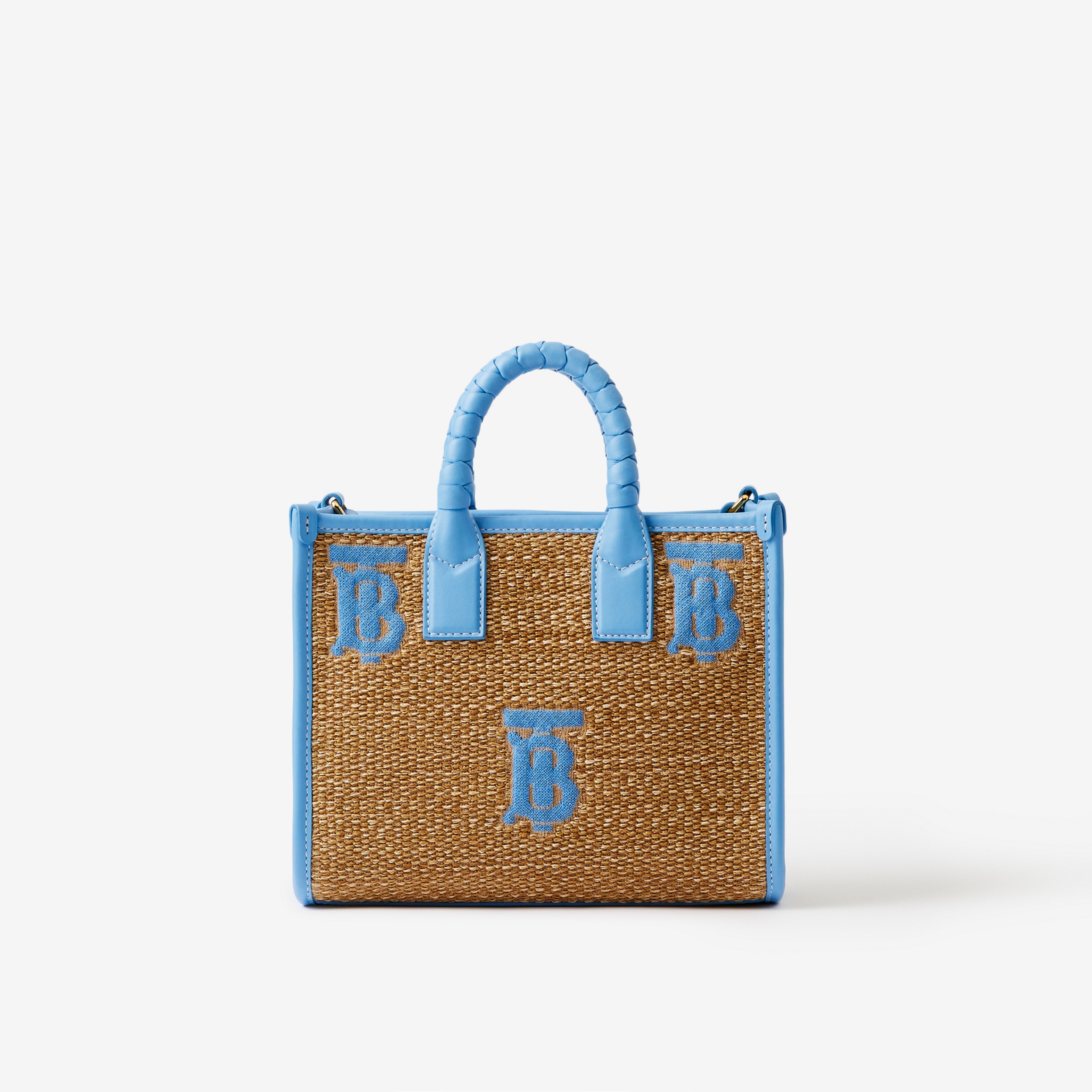 Mini Freya Tote in Natural/cool Cornflower Blue - Women | Burberry® Official - 1