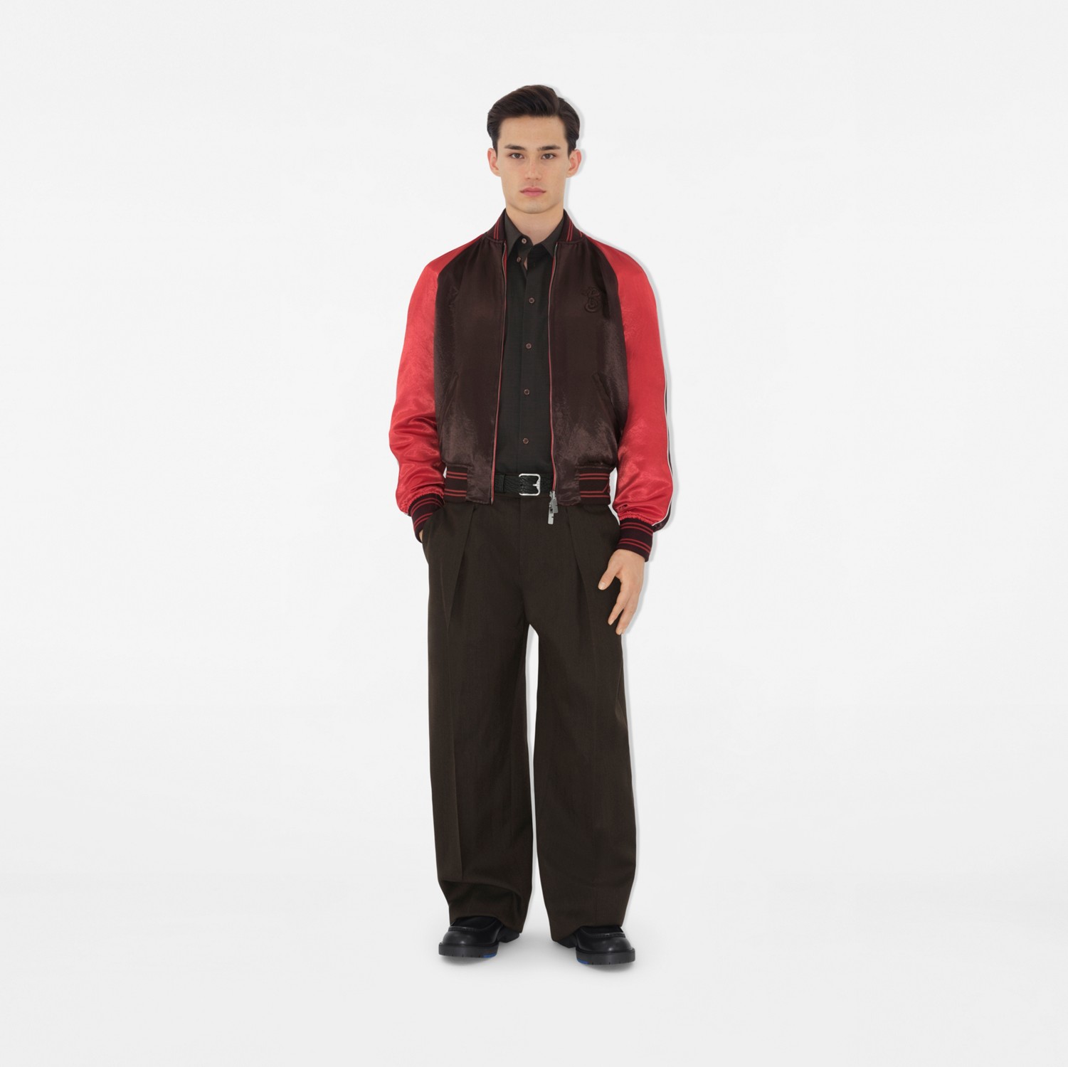 B Snake Satin Bomber Jacket in Peat - Men, Technical B Snake Satin Bomber Jacket in Peat - Men, Technical