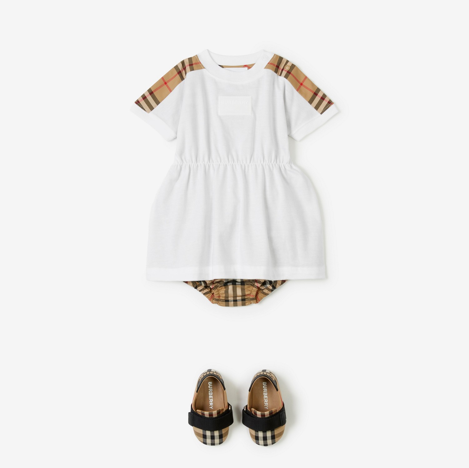 Check Cotton Dress with Bloomers in White - Children | Burberry® Official