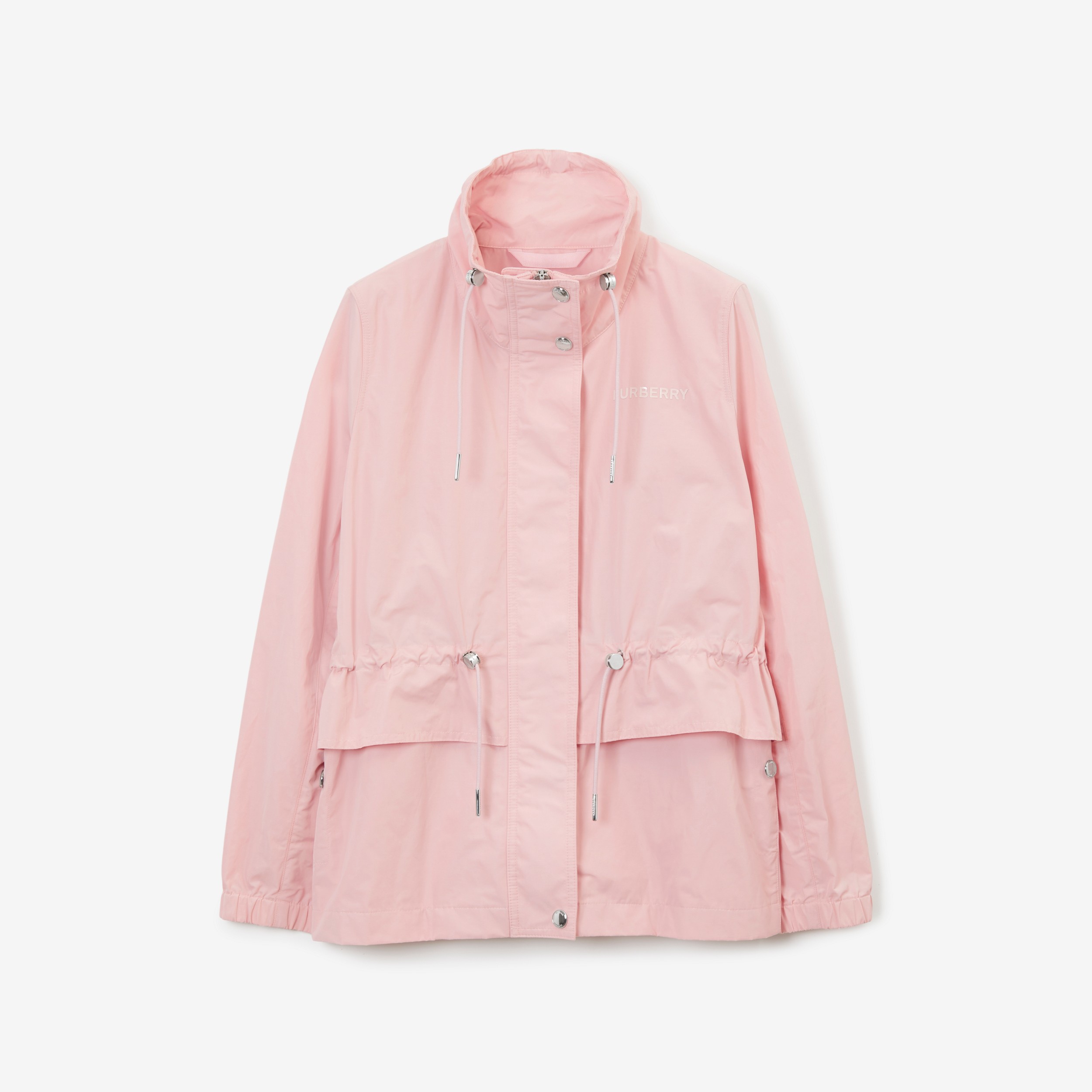 Cotton Blend Funnel Neck Jacket in Sorbet Pink - Women | Burberry® Official - 1