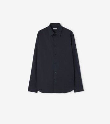 Slim Fit Cotton Shirt in Navy black - Men | Burberry® Official