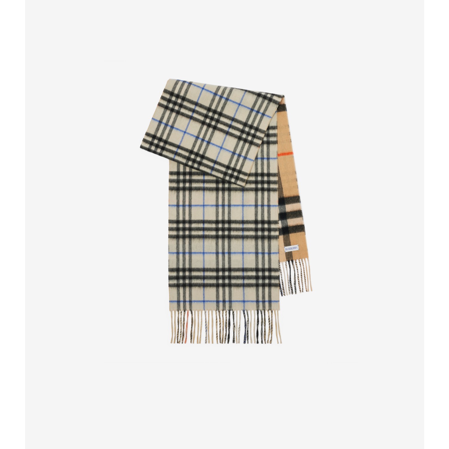 Reversible Contrast Check Cashmere Scarf