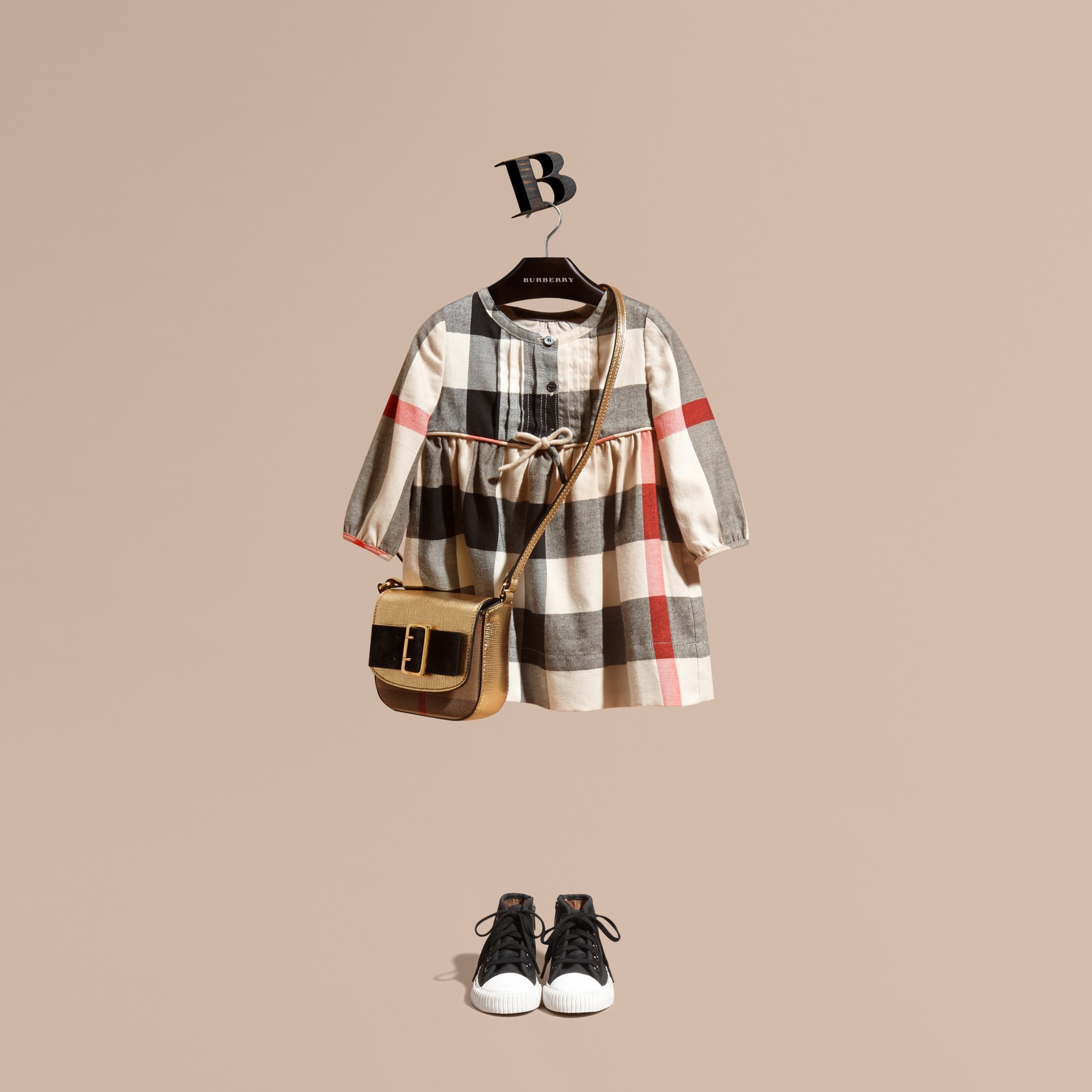 Check Cotton Flannel Dress with Bow Detail | Burberry