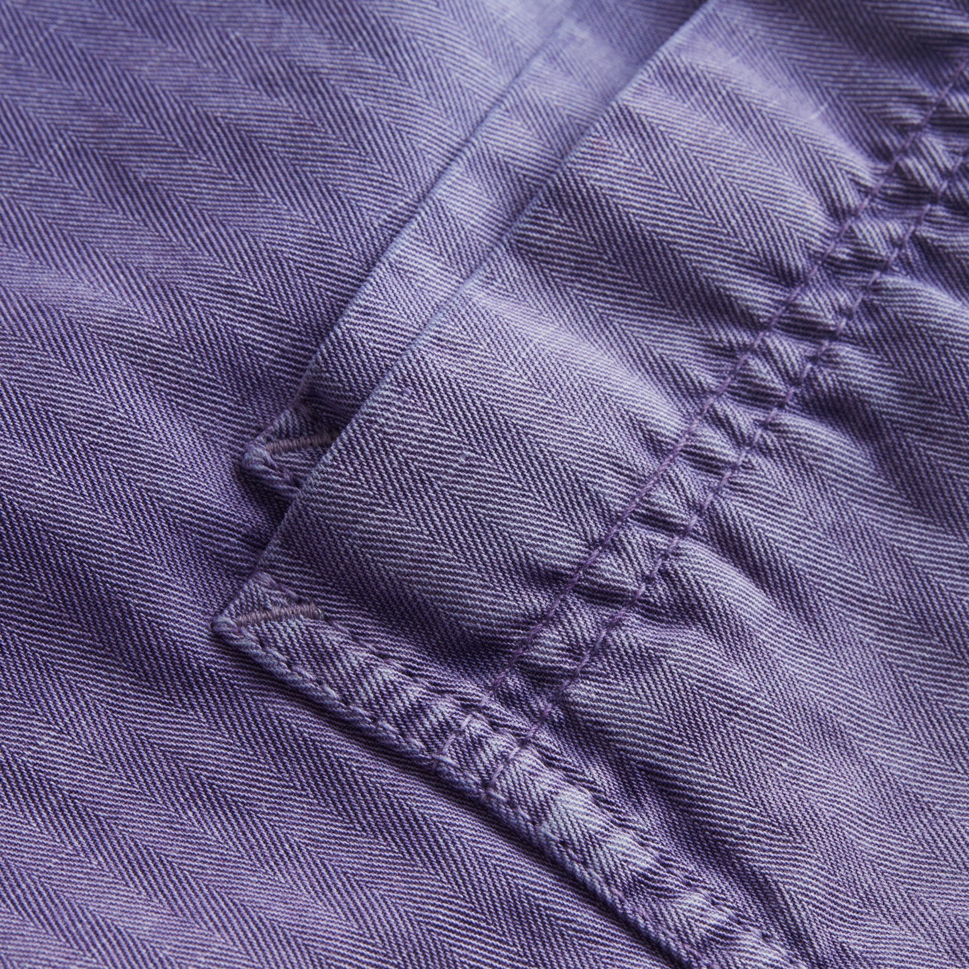 Herringbone Cotton Linen Workwear Jacket in Indigo Men Burberry