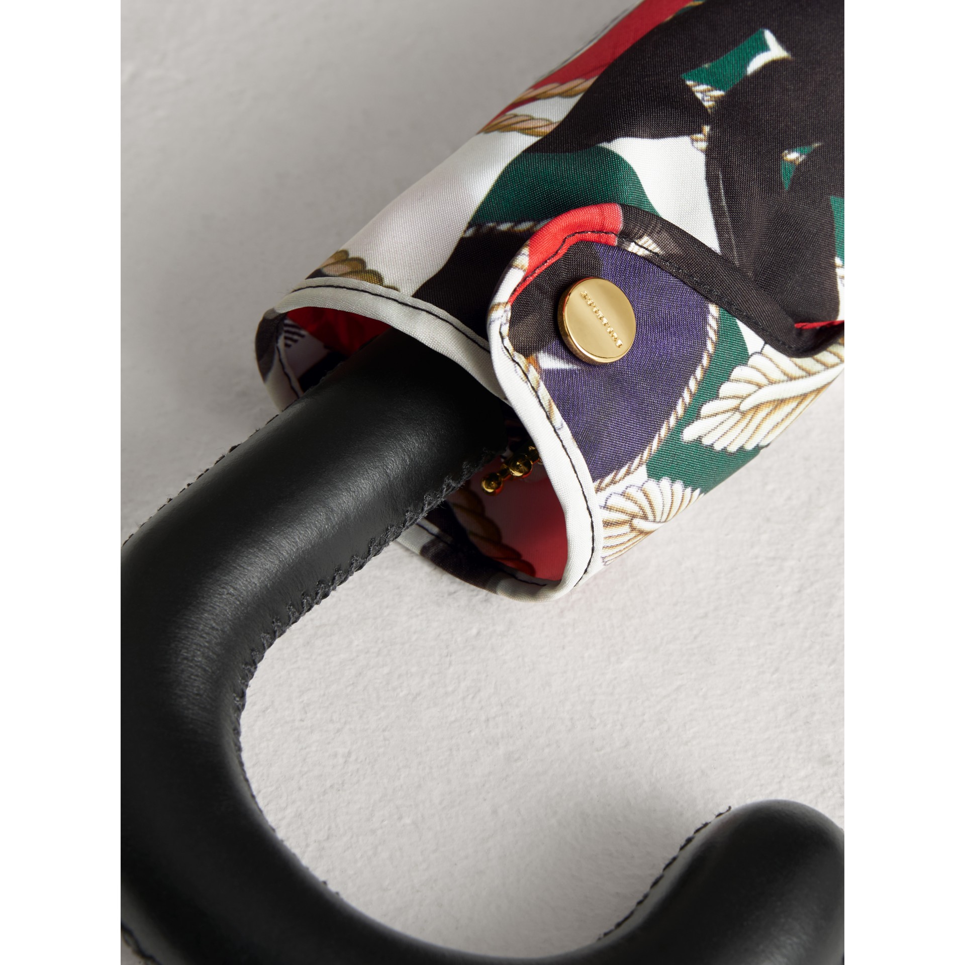 Graffiti Archive Scarf Print Folding Umbrella in Multicolour Burberry