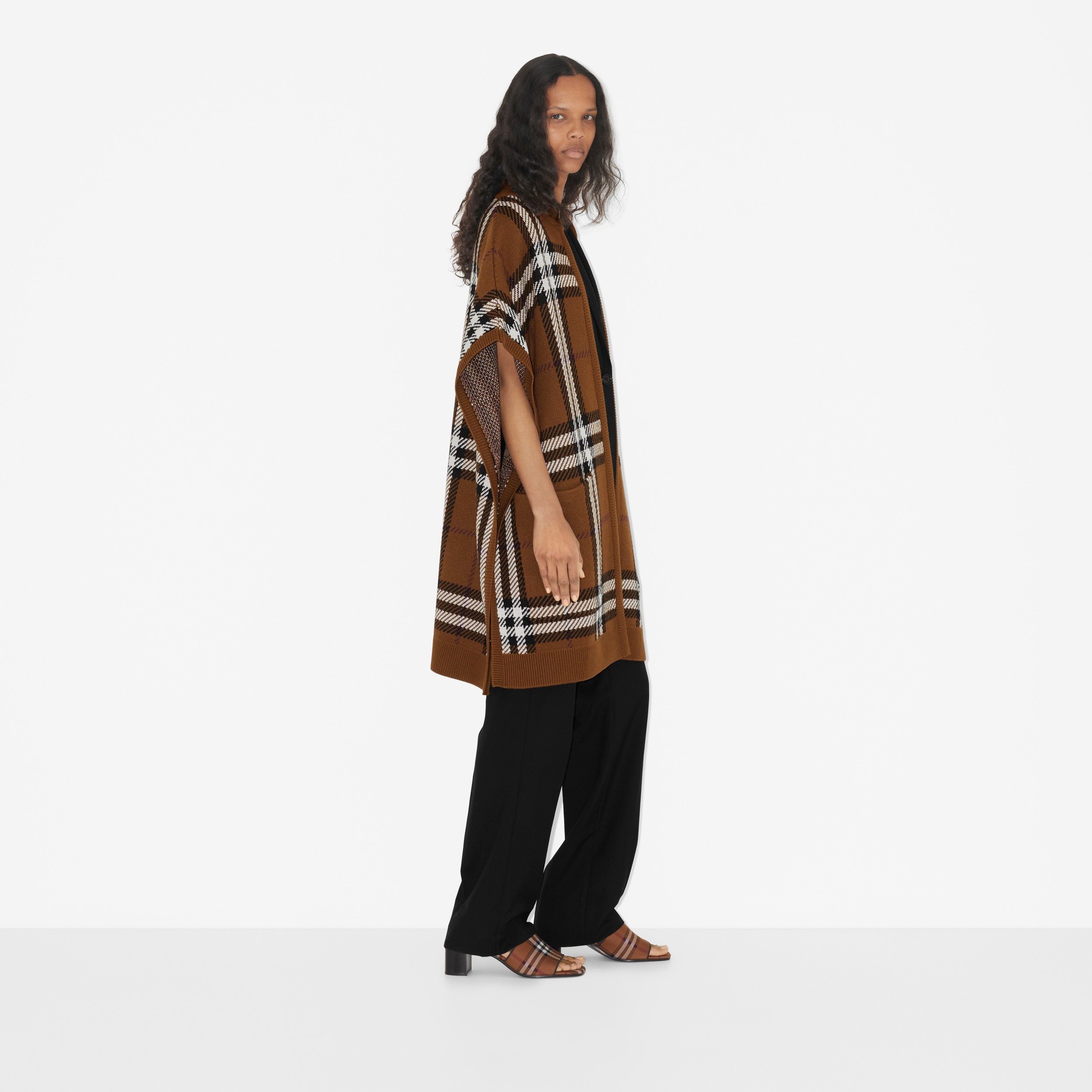 Capa en lana a cuadros (Marrón Abedul Oscuro) | Burberry® oficial - 3