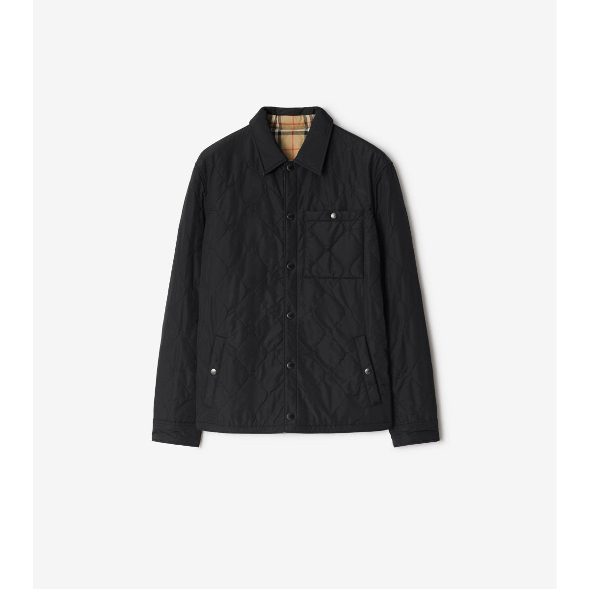  Check Reversible Quilted Nylon Overshirt