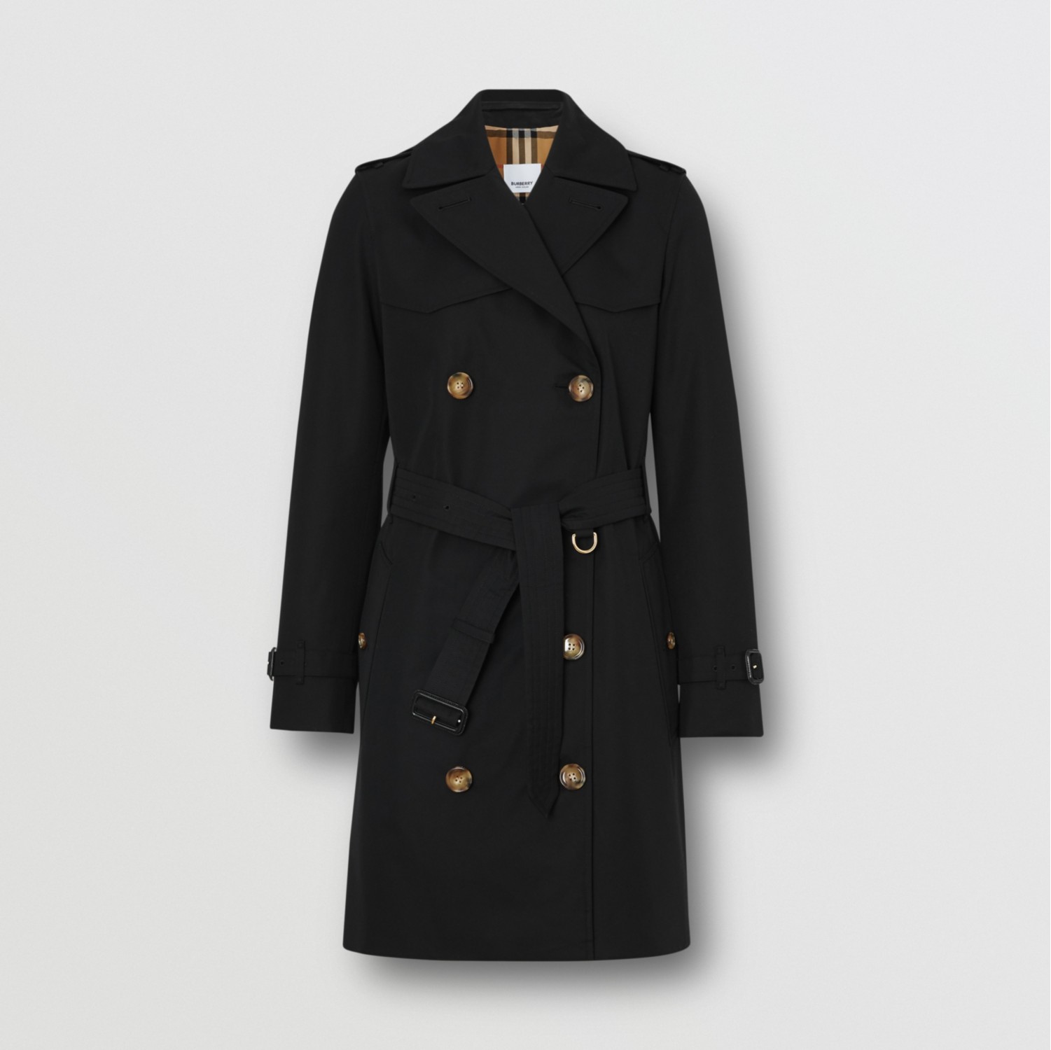 Burberry black short store trench coat