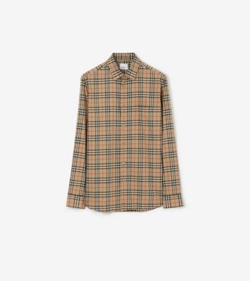 チェック コットンシャツ (アーカイブベージュ) - メンズ, コットン | Burberry®公式サイト