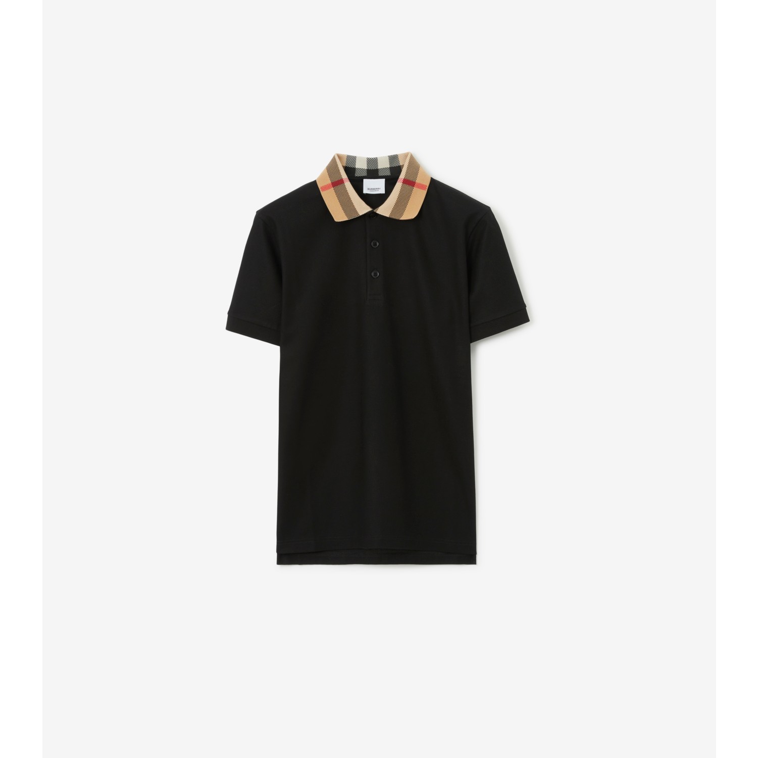 チェックカラー コットンポロシャツ (ブラック) - メンズ | Burberry