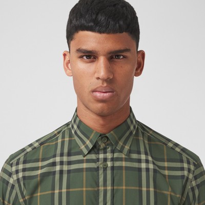 burberry green check shirt