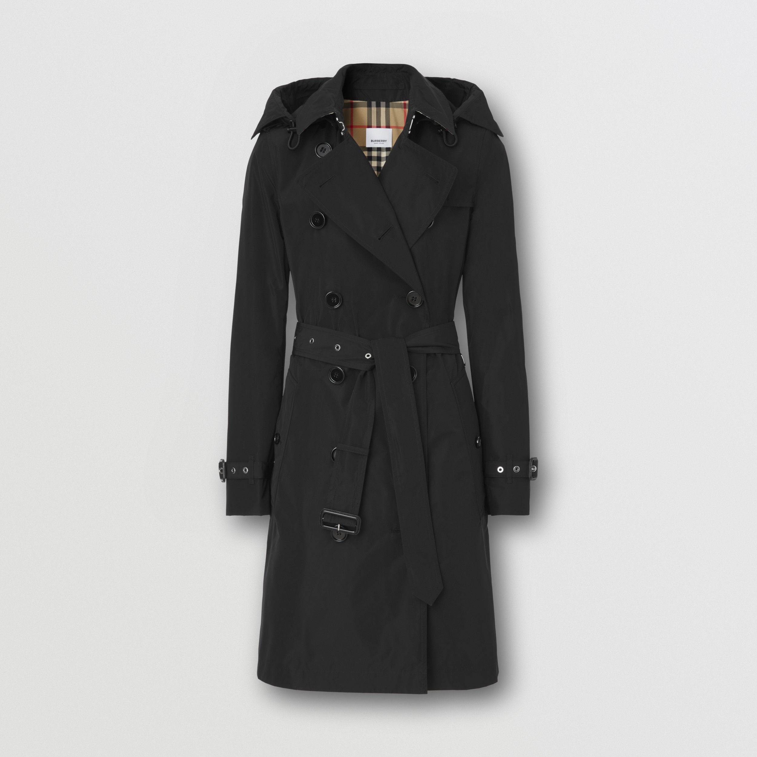 KensingtonTrenchcoat aus Taftgewebe mit abnehmbarer Kapuze (Schwarz) Damen Burberry®