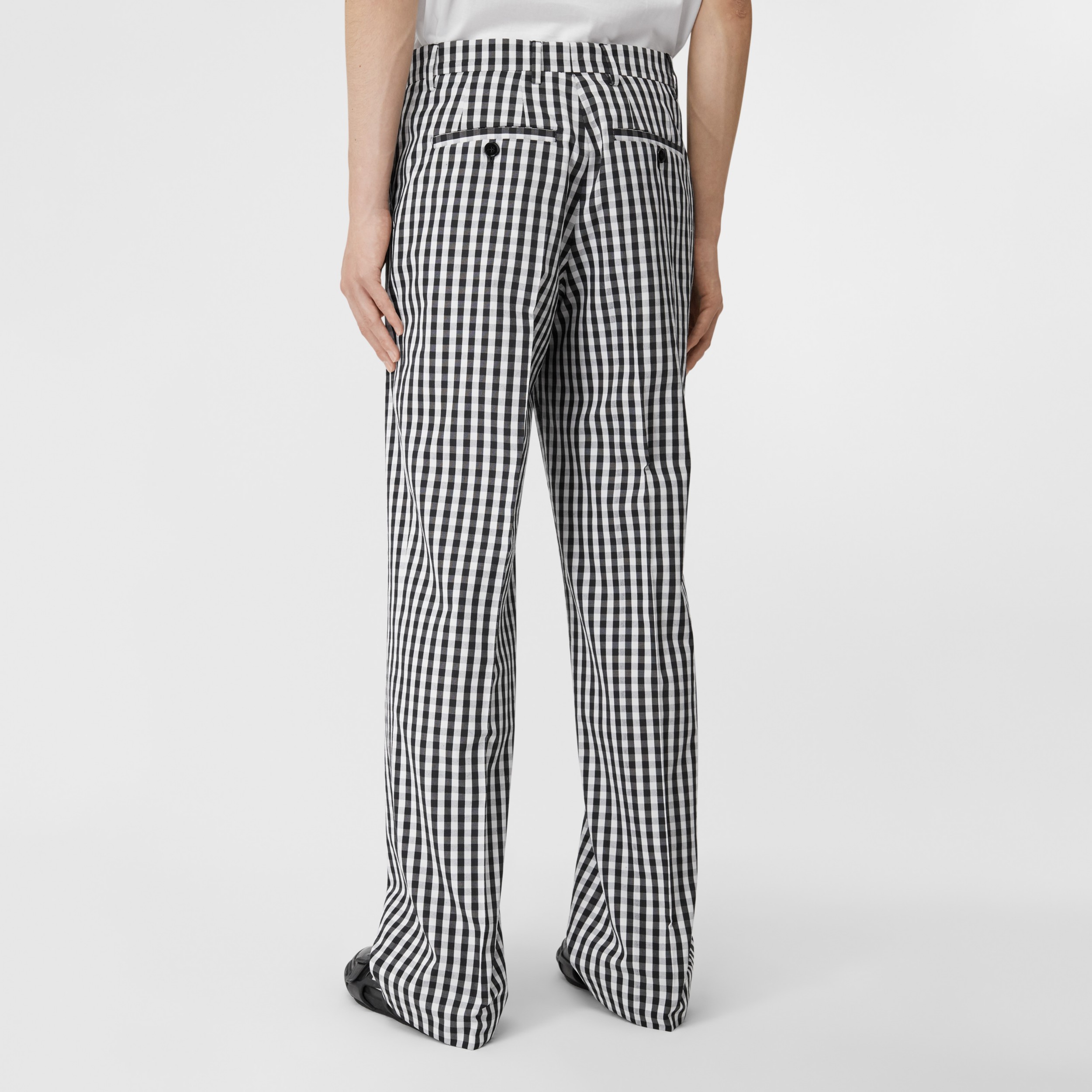 Gingham Technical Wool Wide-leg Tailored Trousers in Black - Men ...