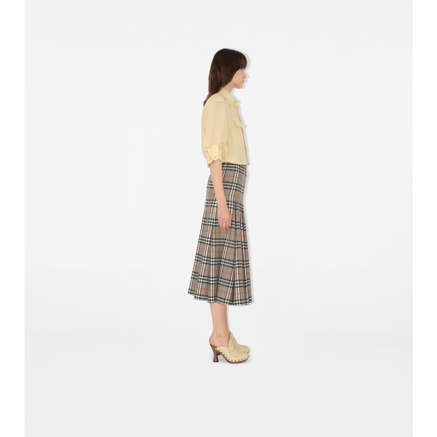 Check Wool Midi Kilt
