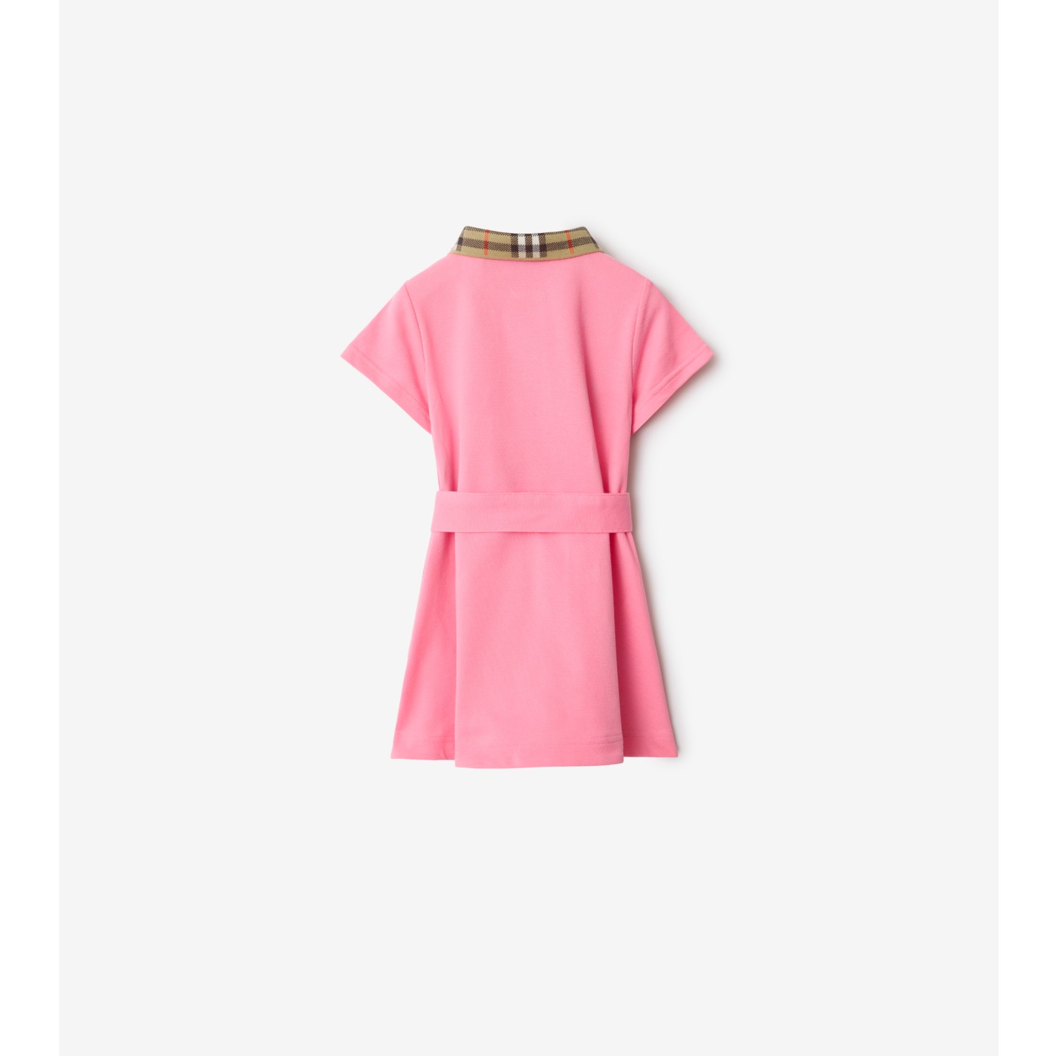 Check Collar Cotton Polo Shirt Dress