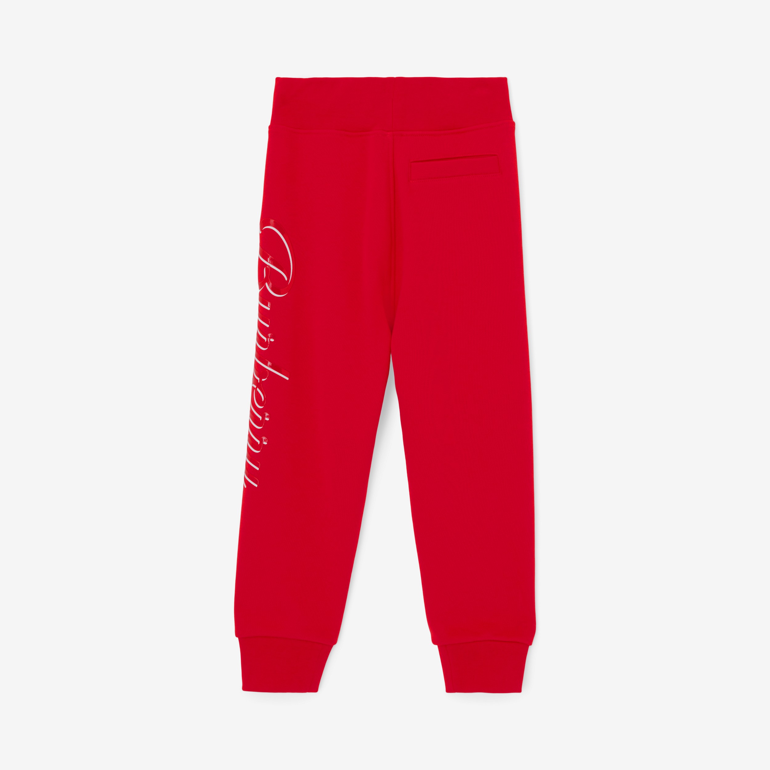 Logo Script Print Cotton Jogging Pants in Bright Red | Burberry® Official - 2