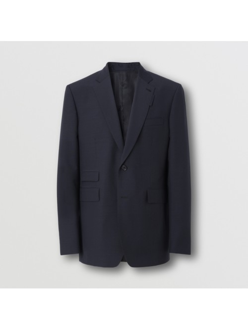 Burberry Wool Mohair Tailored Jacket In Blue