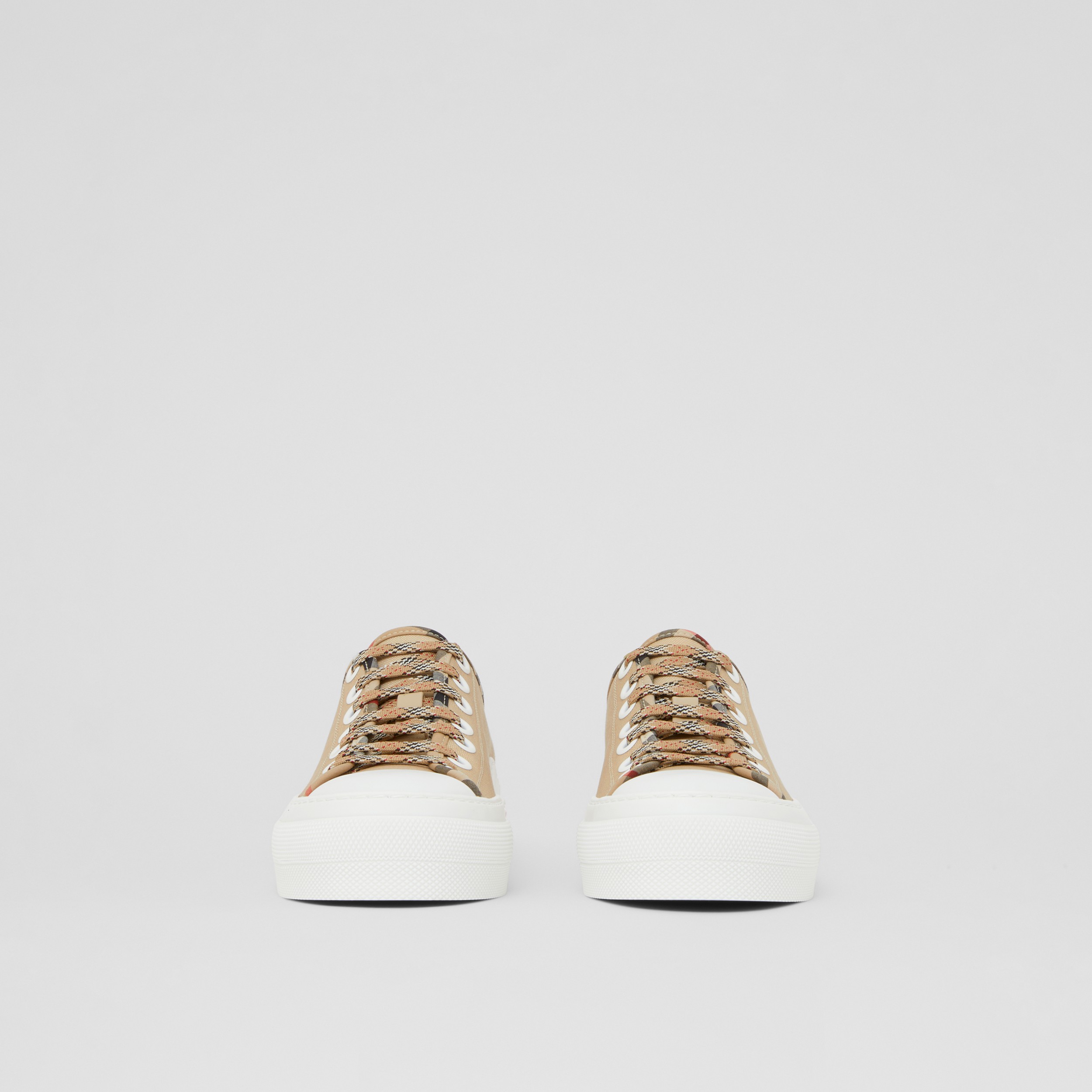 Vintage Check Trim Canvas Sneakers – Korea Exclusive in Soft Fawn - Women | Burberry® Official - 3