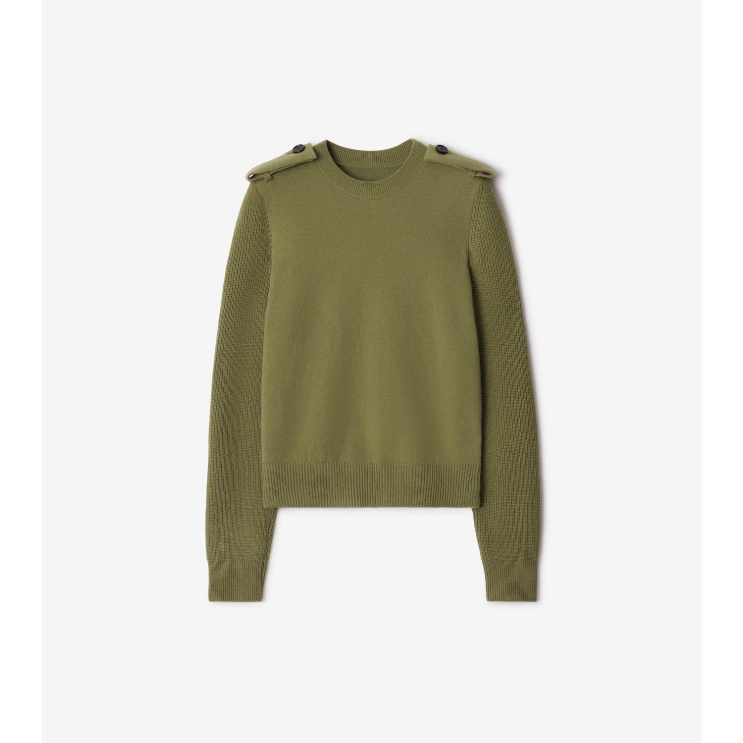 Check Epaulette Wool Cashmere Blend Sweater