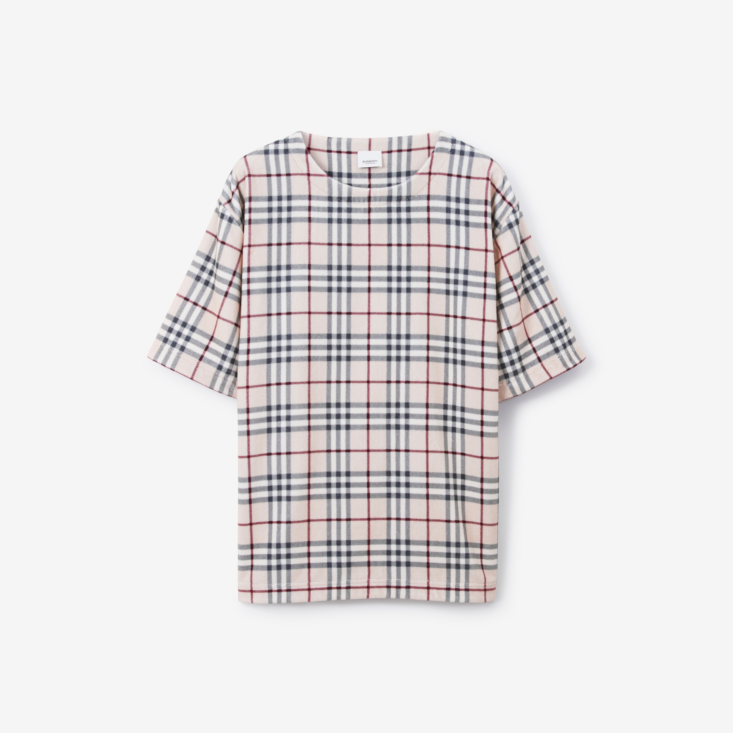 Camiseta en algodón y felpa rizada Check (Piedra) - Hombre | Burberry®  oficial