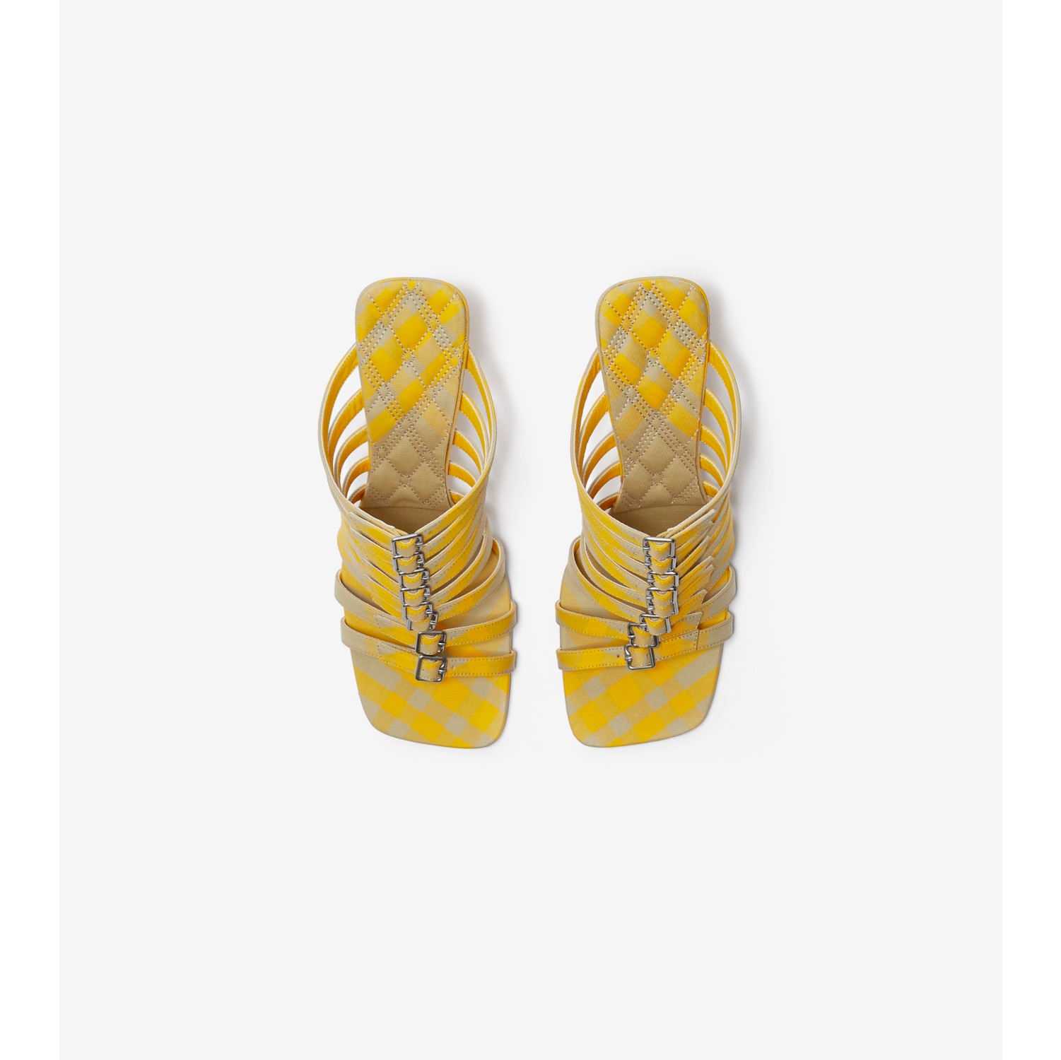 Check Cotton Step Sandals in Hunter - Women | Burberry® Official