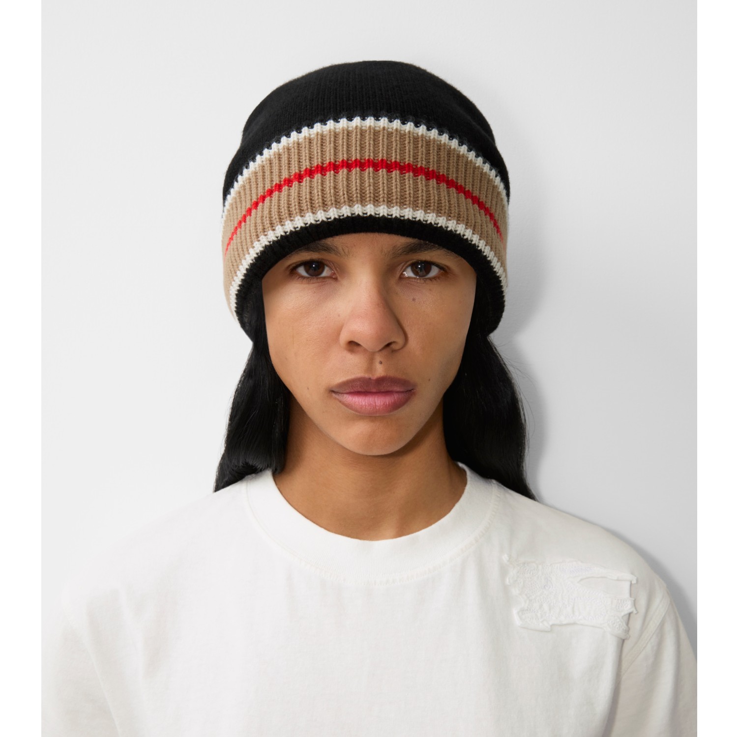 Reversible Icon Stripe Cashmere Cotton Beanie