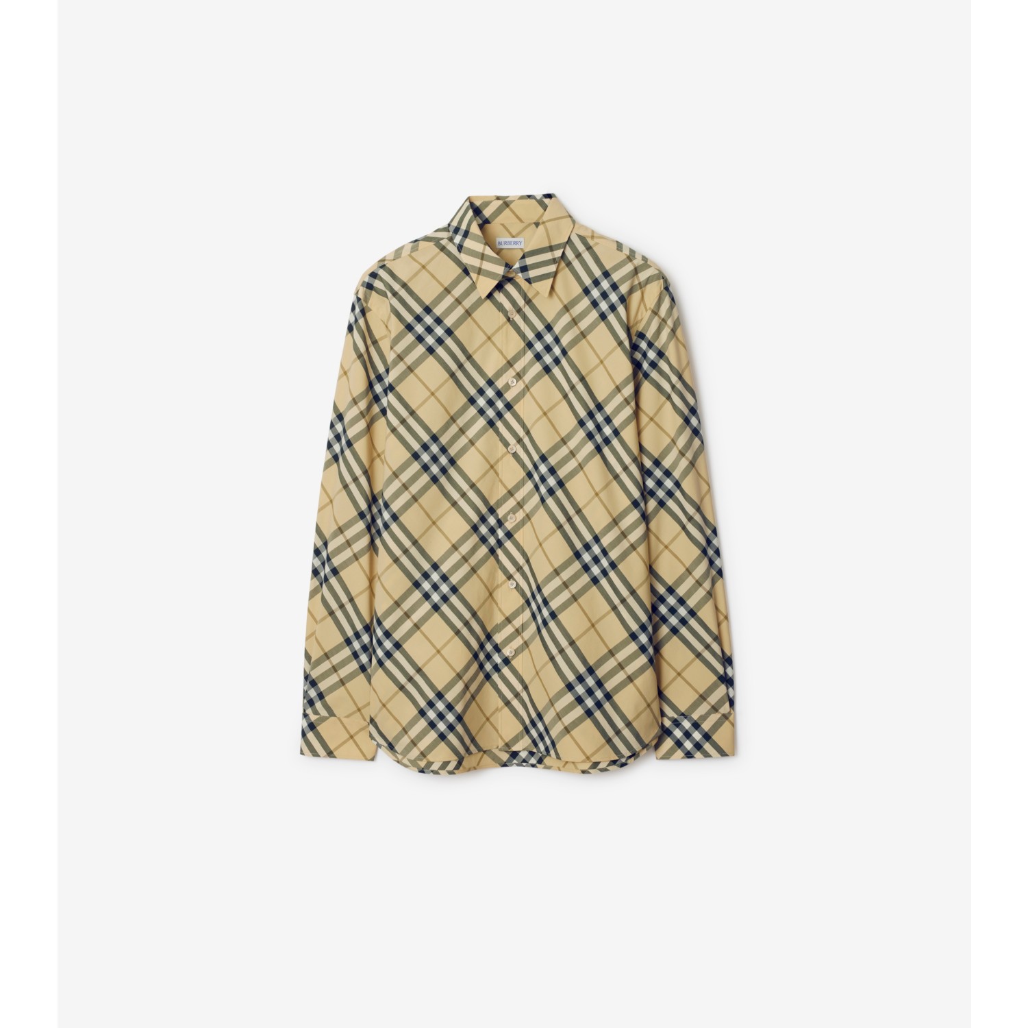 Check Cotton Shirt in Grain Men Burberry Official