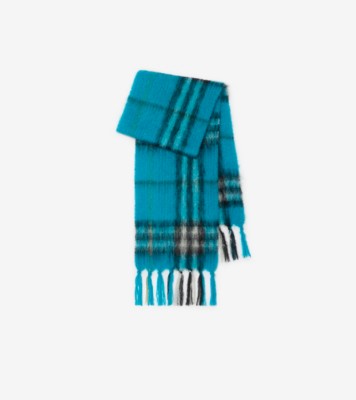 BURBERRY 水色.青緑色 チェック スカーフ チェック モヘアウール スカーフ (ヒヤシンス) | Burberry®公式