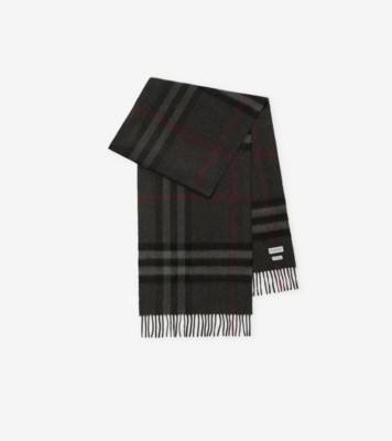 Check Cashmere Scarf in Charcoal Burberry Official