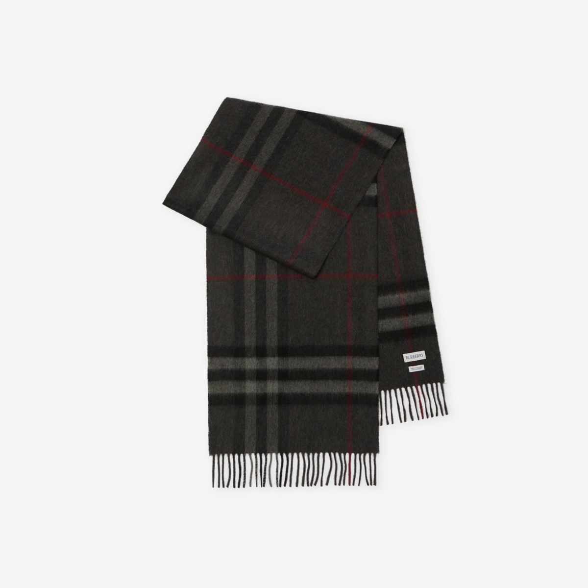 Shop Burberry Check Cashmere Scarf In Charcoal