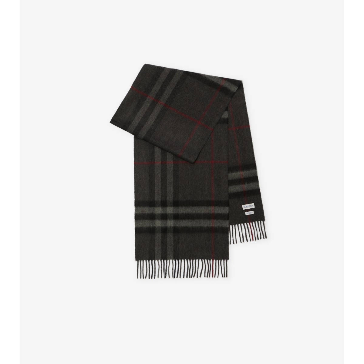 Burberry Embroidered Cashmere Scarf In Charcoal