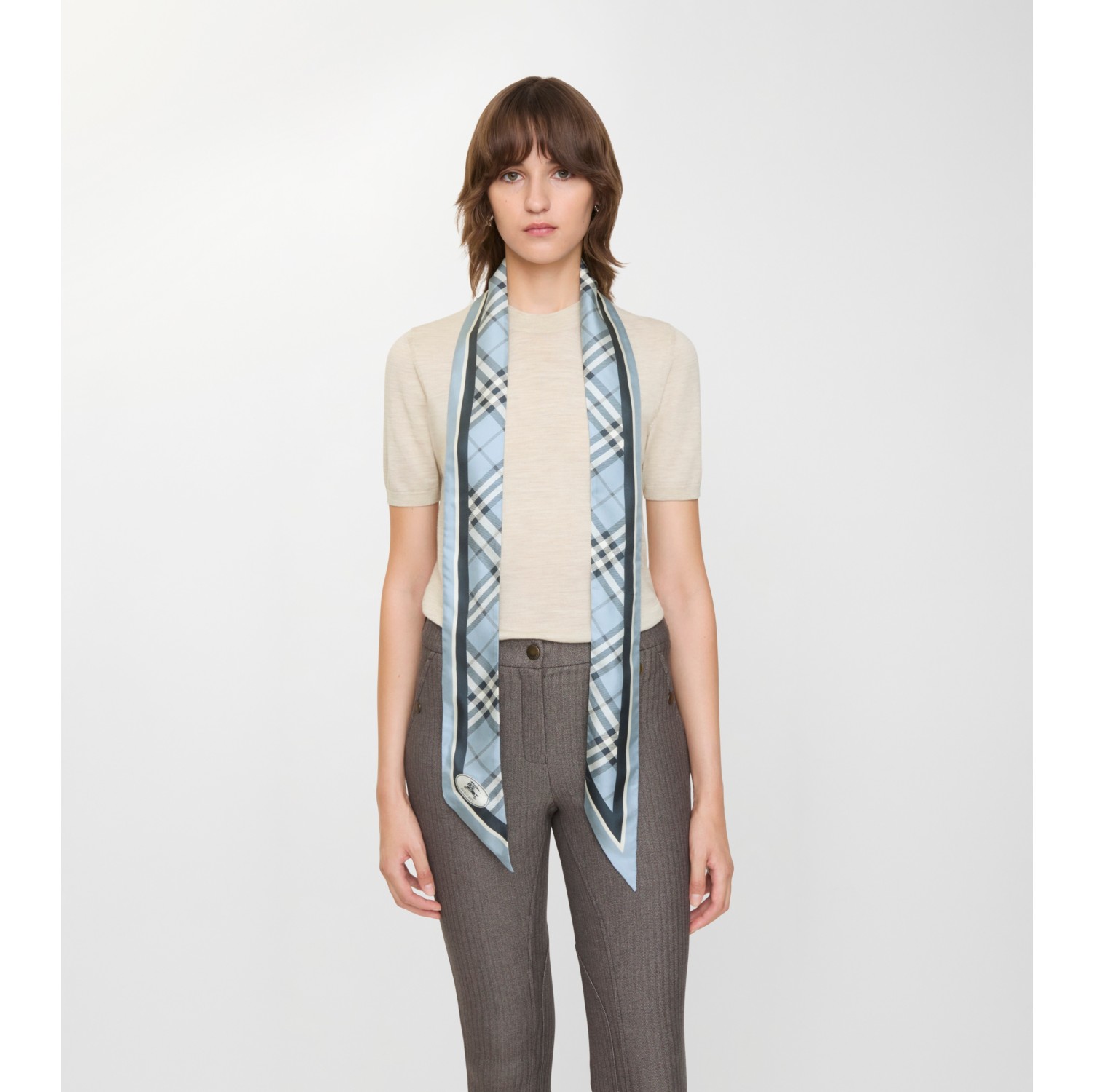 Skinny Check Silk Scarf
